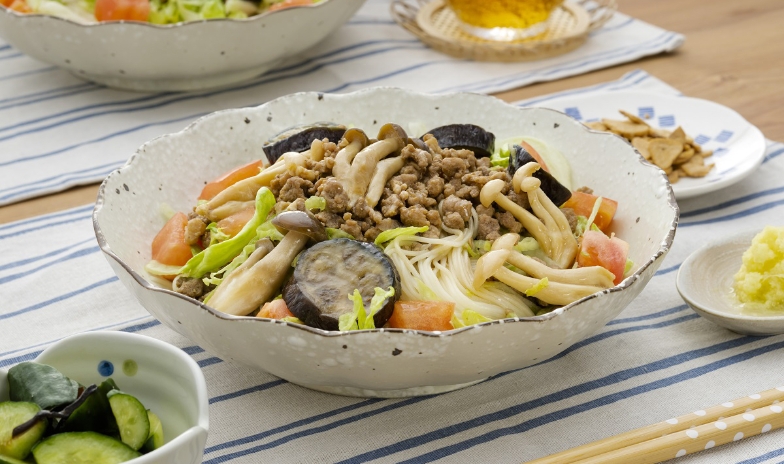 きのことなすの栄養満点そうめん