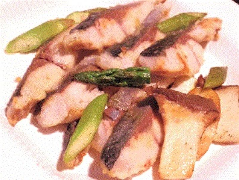 エリンギと鰤、アスパラの塩炒め