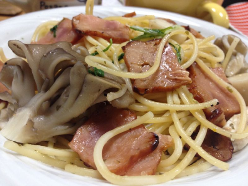 きのことベーコンのさっぱりパスタ