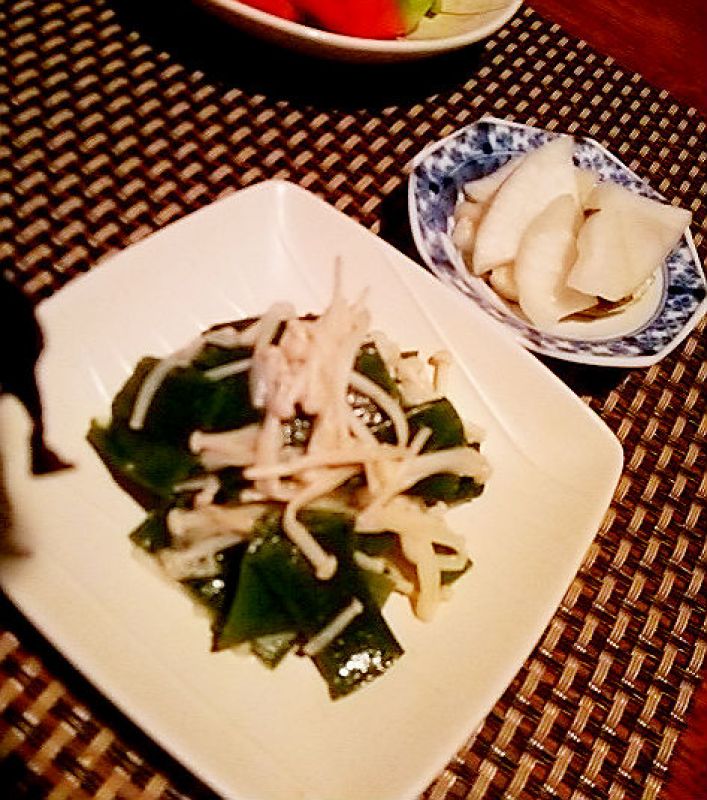 えのきと九条ネギの辛子酢味噌和え