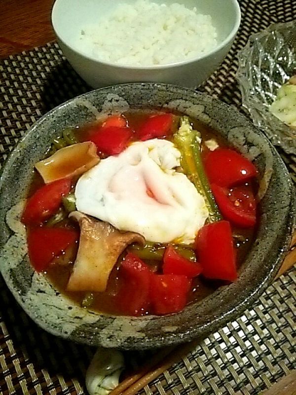 エリンギと夏野菜の和風冷やしカレー丼