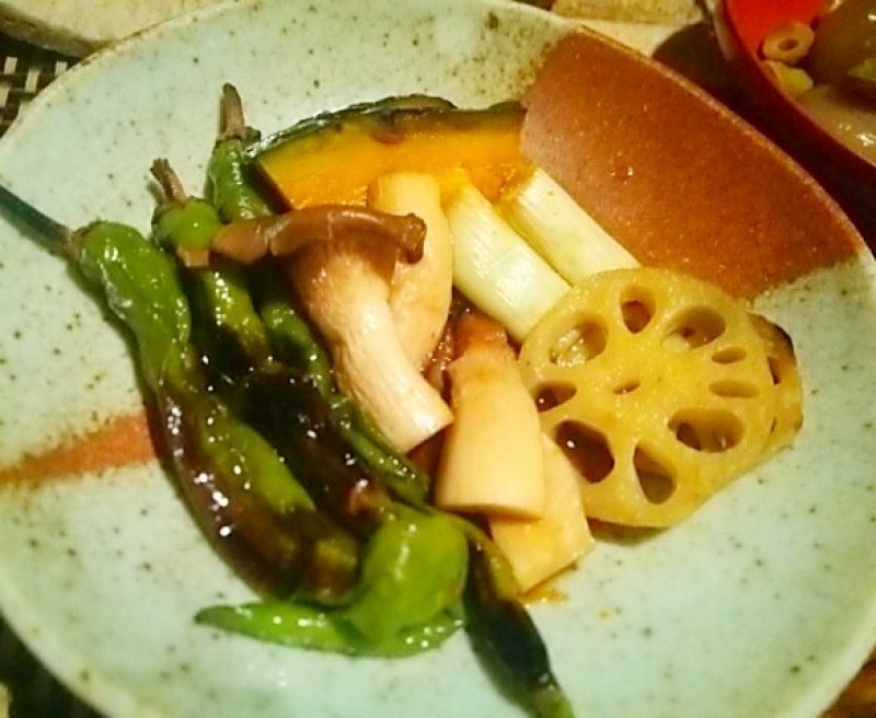 エリンギと秋野菜の炙りポン酢浸し