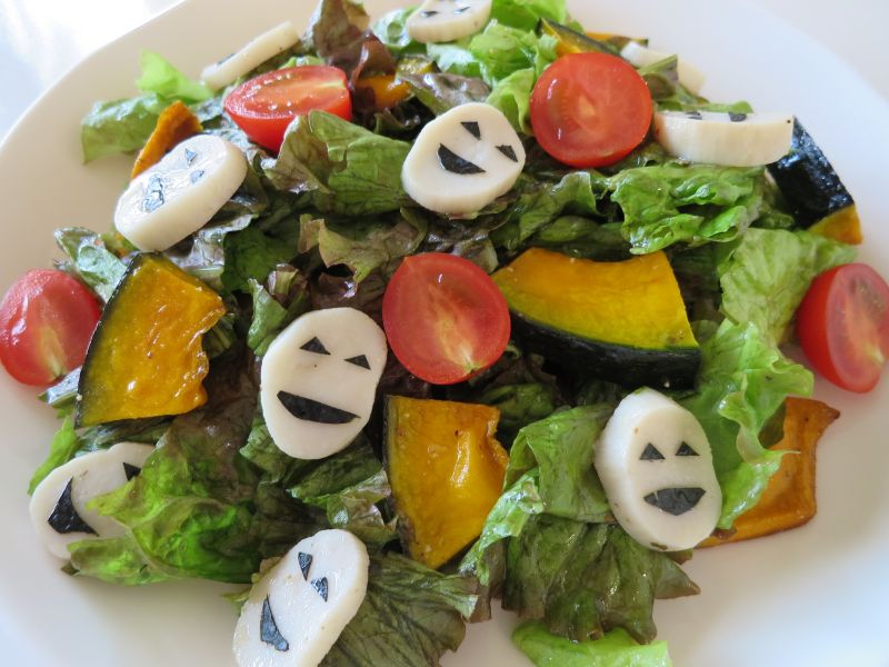 エリンギで作るハロウィンサラダ