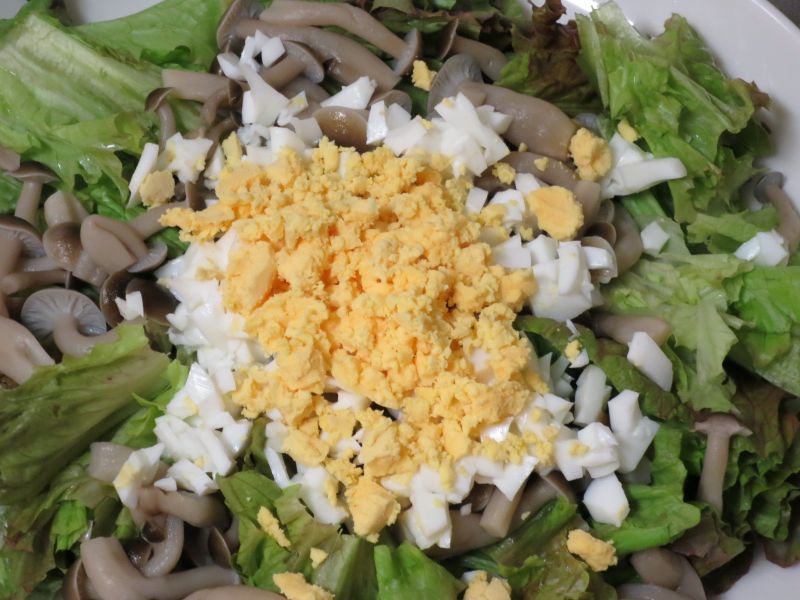 しめじとレタスの簡単ミモザサラダ