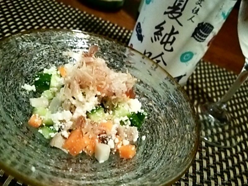 エリンギと季節野菜の豆乳カッテージチーズ和え