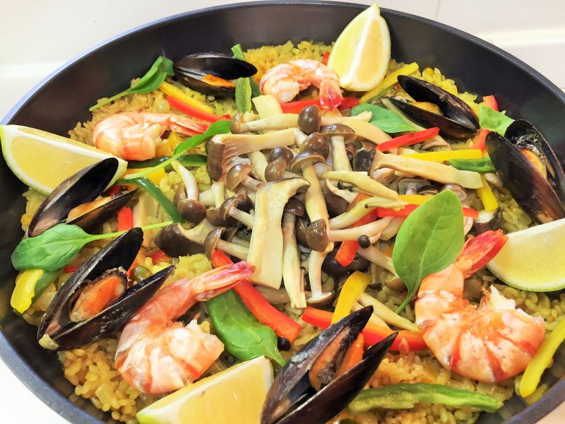 パーティーにいかが？きのこパエリア（スパイシーカレー味）♪