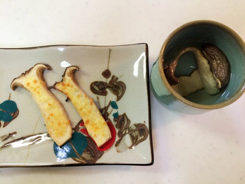 エリンギのチーズ焼きとエリンギ酒