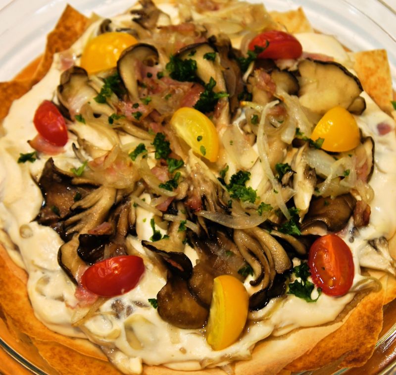 マイタケの豆腐ホワイトソースグラタン～キッシュ風