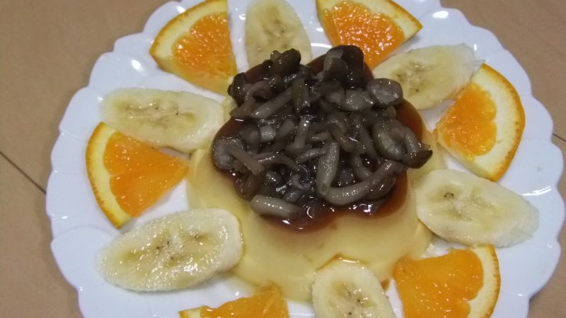 きのこのジンジャーシロップ煮でプリンアラモード