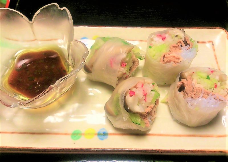 きのこの和風生春巻き