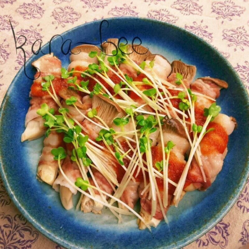 レンジで10分♡肉巻きエリンギのおろしポン酢