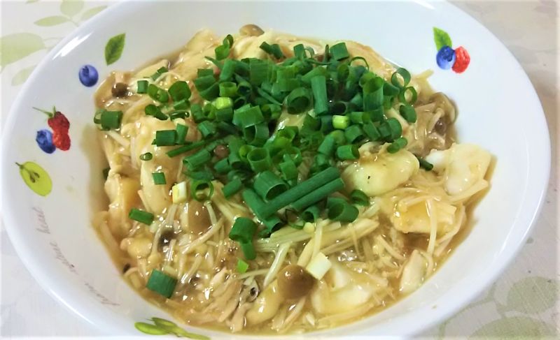 たっぷりキノコと白身魚の甘酢あんかけ