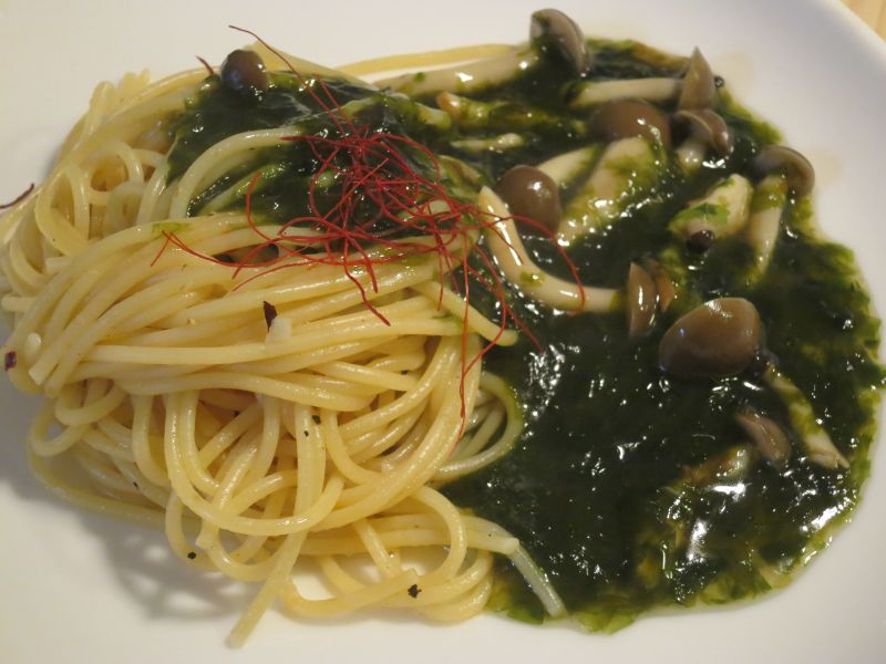 しめじと生のりのあんかけパスタ
