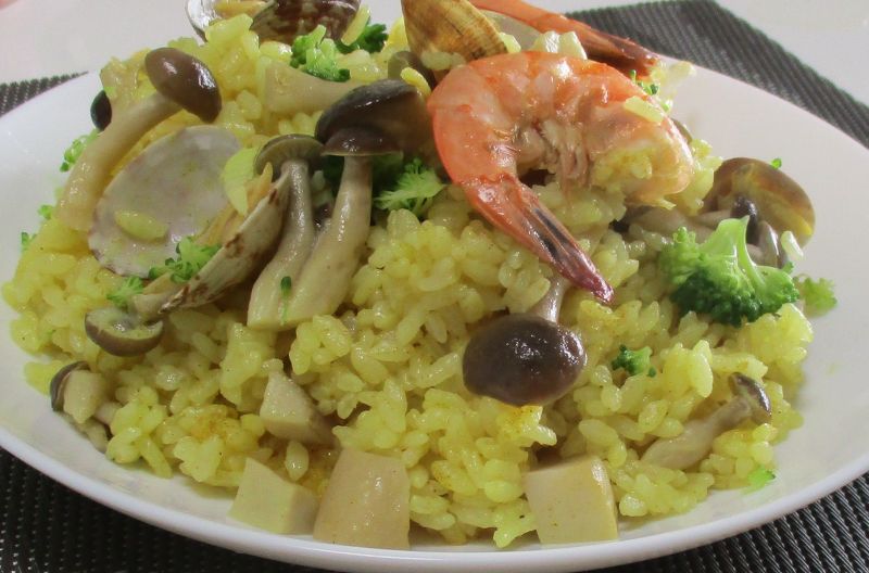 きのこin炊き込みパエリア