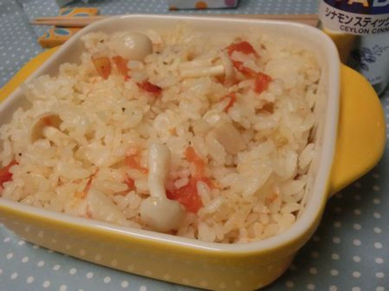 ブナピーとトマトのスパイシー炊き込みご飯