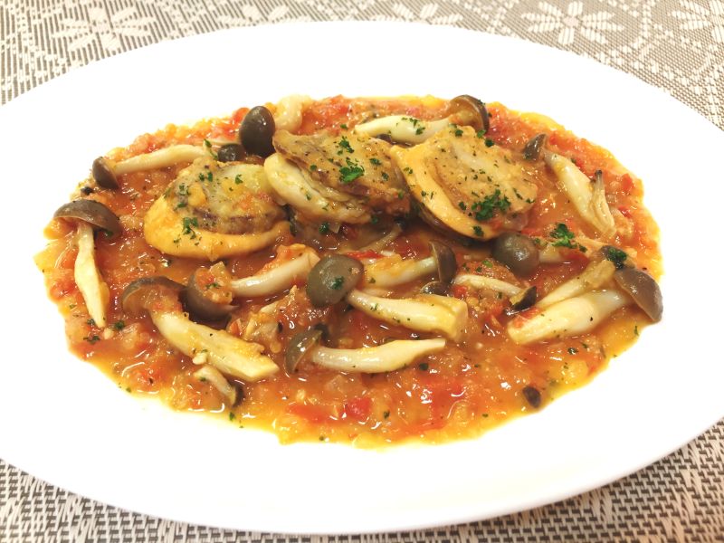 ブナシメジとトマトソースの帆立ソテー♪