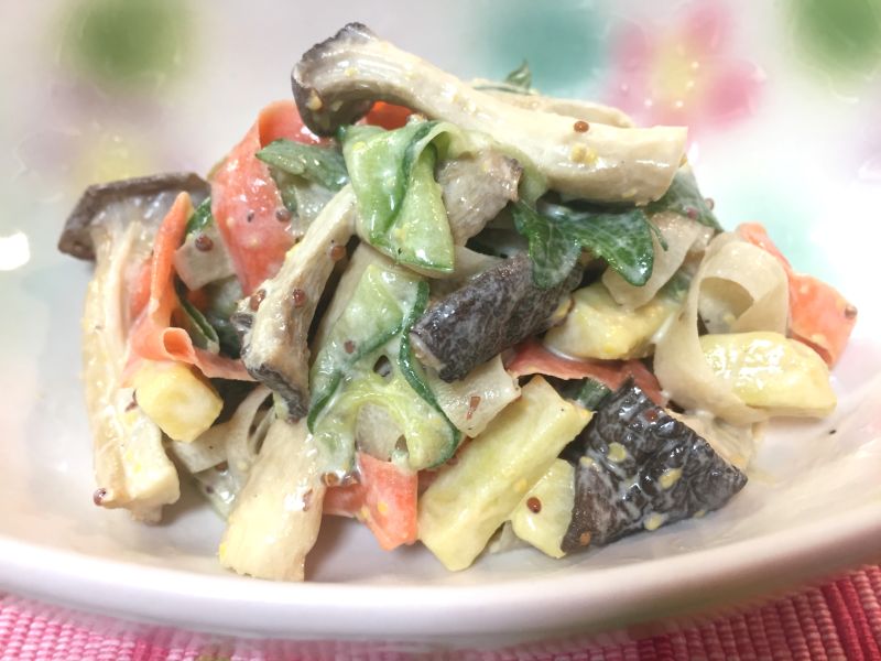 グリル焼きエリンギと根菜のサラダ♪