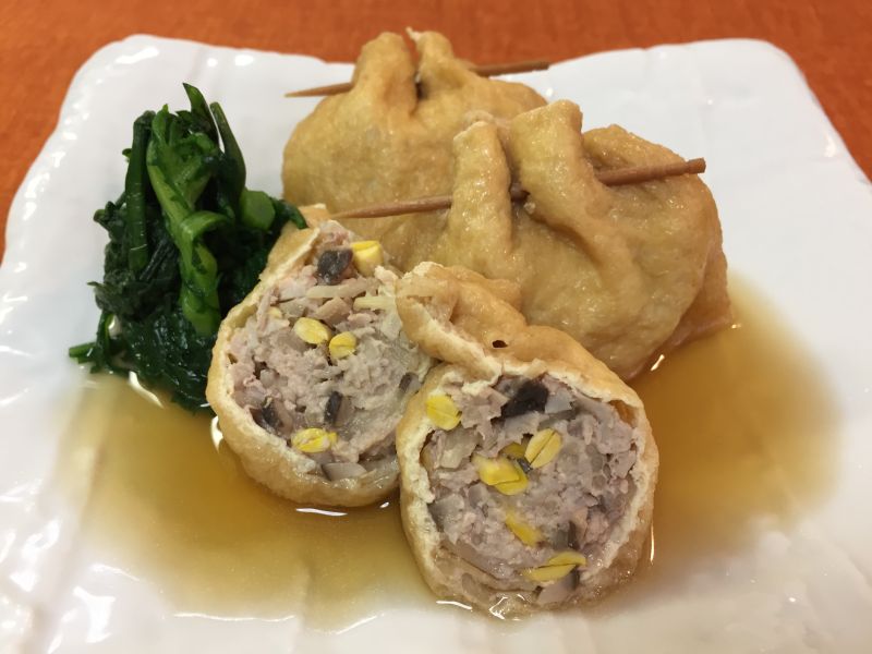 ボリュームたっぷり！エリンギと豚挽肉と大豆もやしのきんちゃく煮♪