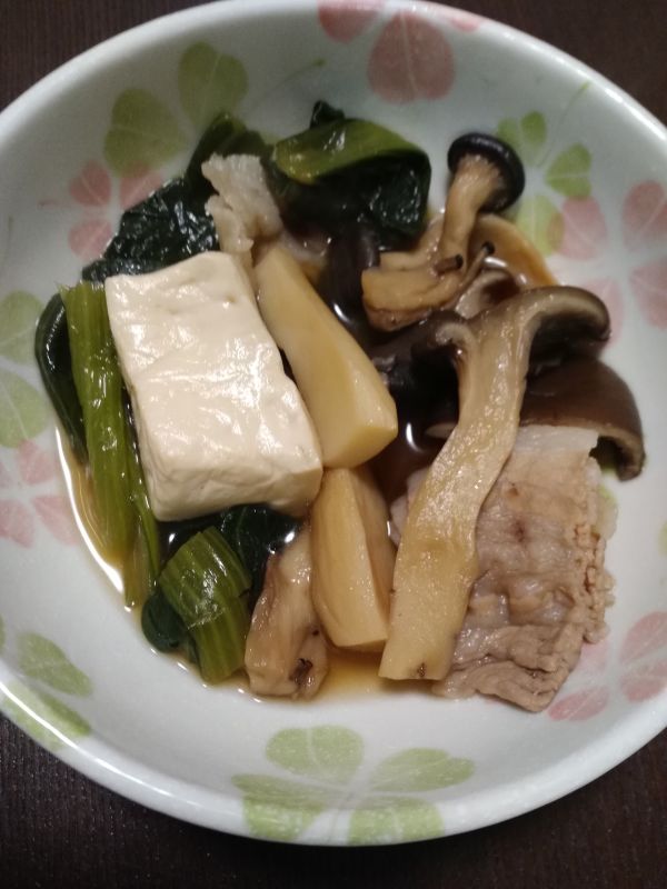 小松菜きのこと豚バラの煮物