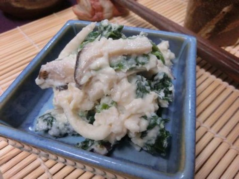 きのことほうれん草のわさび漬け風