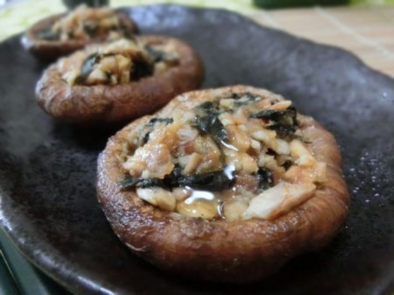 梅わさび海苔をのせて♪　焼きどんこの和風カナッペ