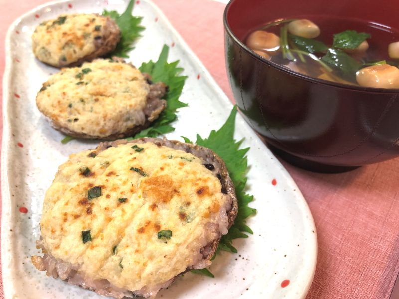 どんこ茶碗de焼きとろろご飯♪～どんこ柄のお吸い物付き～