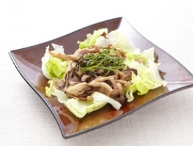 大葉ときのこのバターポン酢炒め