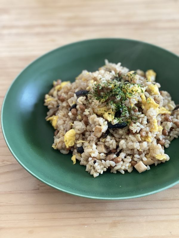 きのこと納豆の玄米w菌チャーハン♪