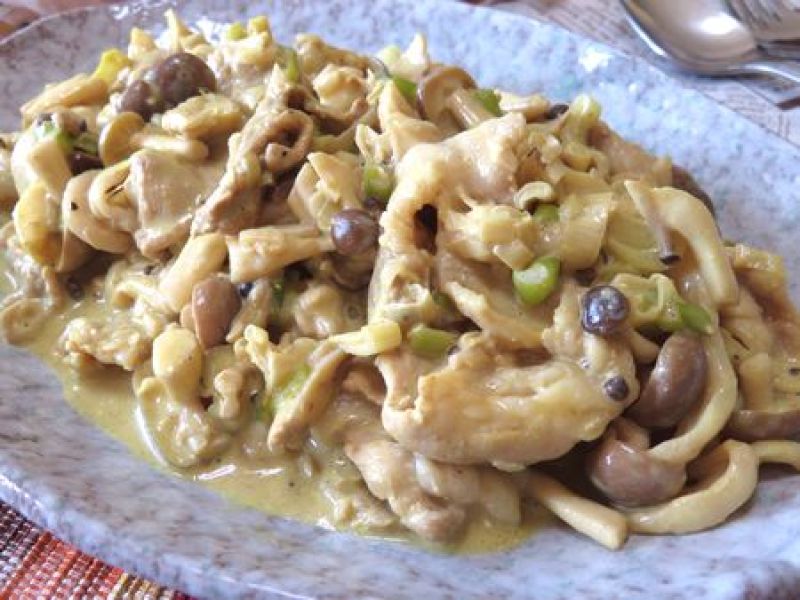 きのこでうまみたっぷり♪　豚肉としめじのスパイスカレー