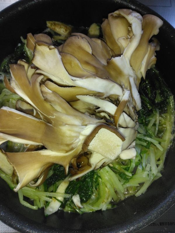 水菜と舞茸炊いたん