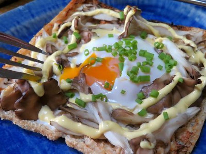 油揚げでマイタケの味噌チーズガレット