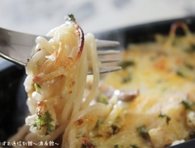 キノコの焼きクリームパスタ。