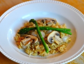 マッシュルームソースのオルゾー