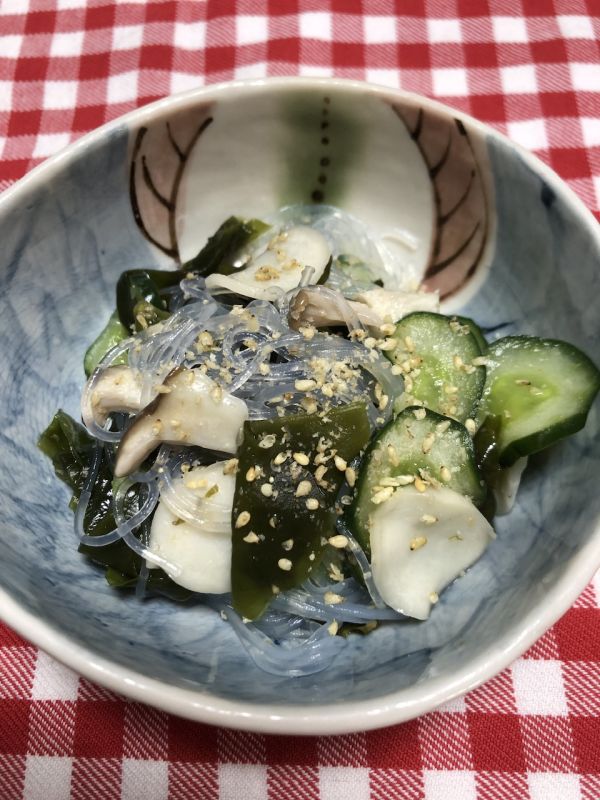 エリンギ&春雨の酢の物(胡麻入り)