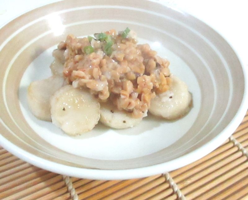 エリンギソテーの納豆ソースがけ
