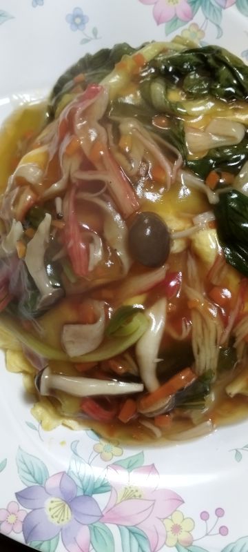きのこの甘酢あんかけオムライス