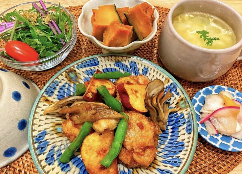 秋野菜ときのこの甘辛炒め