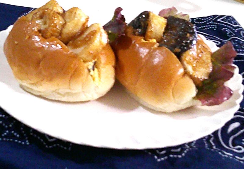 エリンギ照り焼きどんこタルタルロールパン