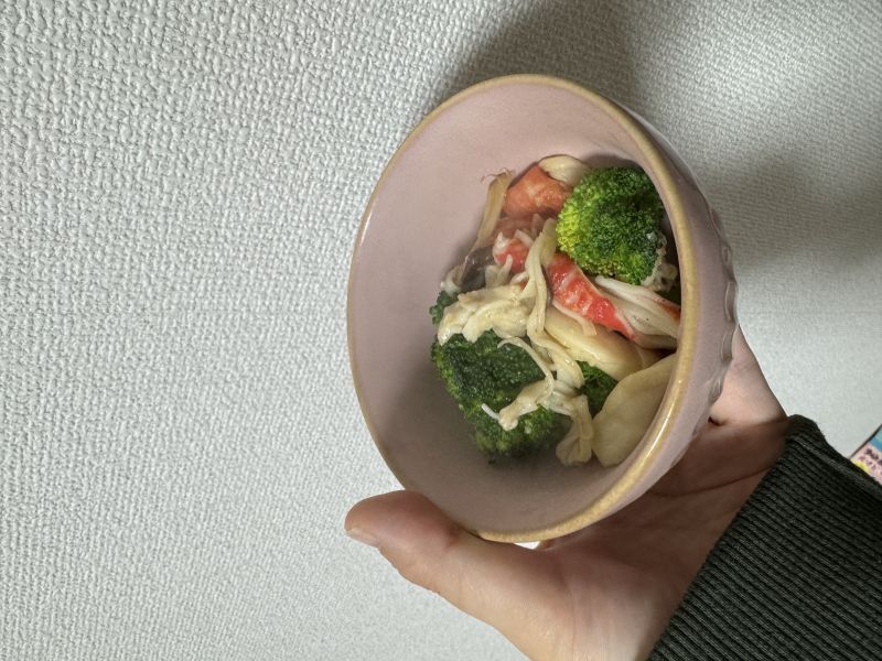 エリンギ主役のブロかま炒め