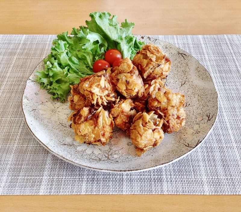舞茸と鶏肉のコンフレーク唐揚げ