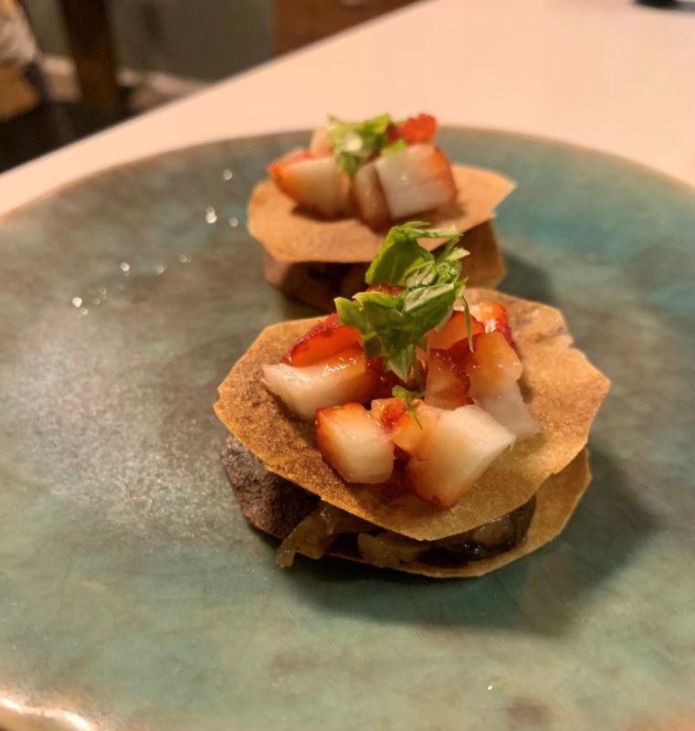 春のパーティーお祝いに、生どんこの巻かない春巻きカナッペ