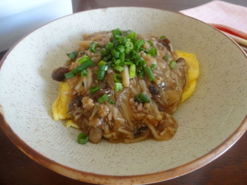 中華風きのこあんの豆乳オムレツ