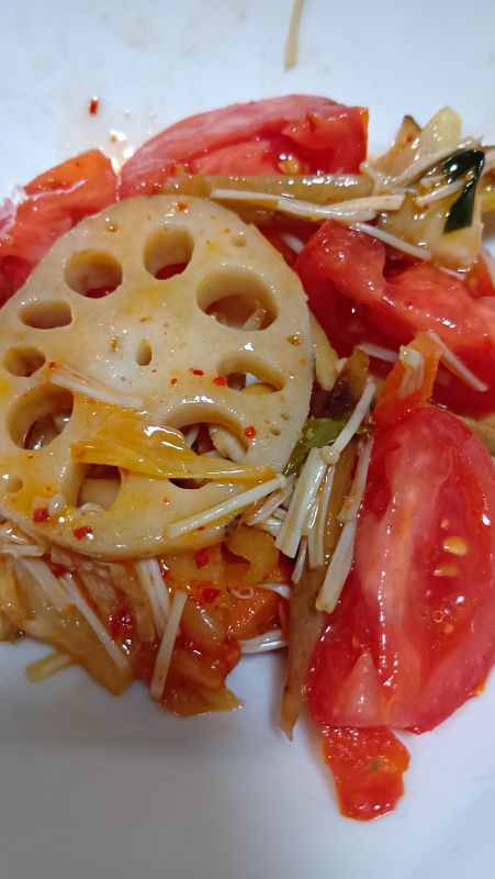 きのこトマトキムチ炒め