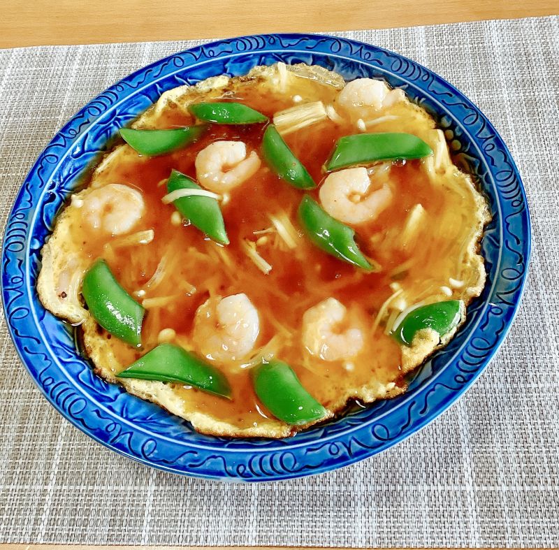 春のエビ卵あんかけ