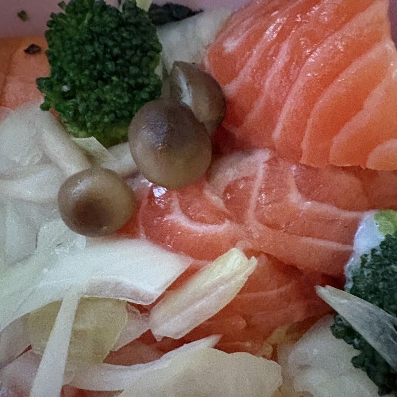 サーモンきのこ、春玉ねぎ