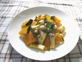 きのことかぼちゃのマヨネーズ蒸し