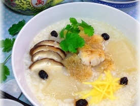 豆チとしいたけの中華さかな粥