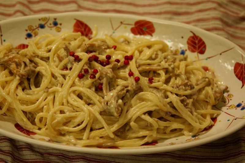セミドライブナピーの豆乳クリームパスタ