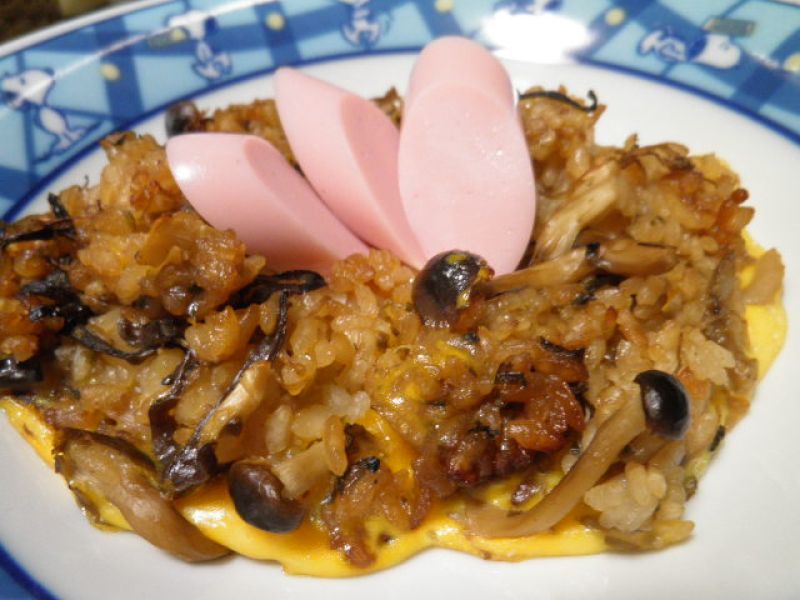 キノコご飯の卵焼き