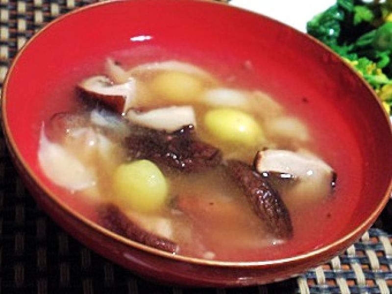 シイタケとユリ根の銀餡仕立て